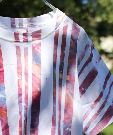 "色彩記録の手刷りのTシャツ 第九色" T-shirt by Analog silk screen overlay blurring hand-print