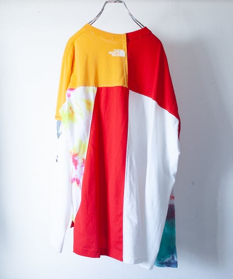 "色彩花" Rainbow flowers long-sleeved T-shirt, Rebuild by vintages