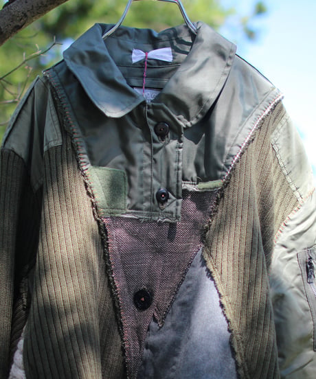 "その傷はやさしさになる" Beautiful scratches Short coat, reconstructed from mix vintages