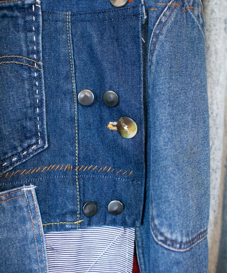 "碧い花弁のデニムジャケット" blue petal denim jacket, rebuild by vintages