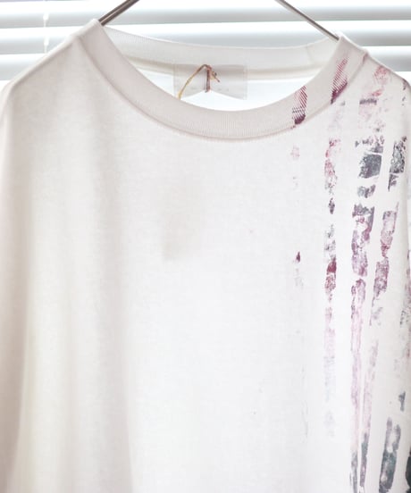 "色彩記録の手刷りのTシャツ 第一色" T-shirt by Analog silk screen overlay blurring hand-print
