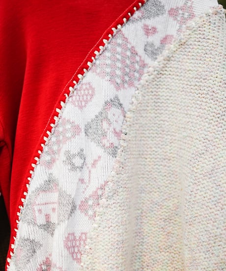 "ふたつのハート" Double heart knit, Rebuild by vintages