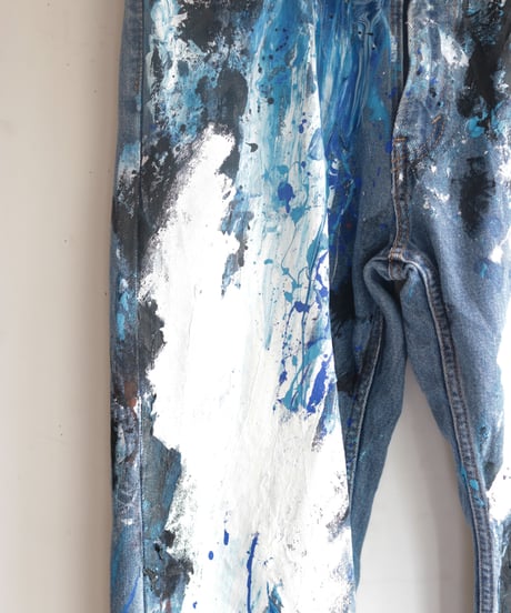 "黒風白雨" Storm painted denim, Based on Levis 505