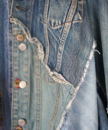 "あの日、青かっただけのデニムジャケット" Blue grunge jacket, Rebuild by vintages