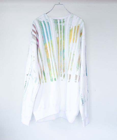 "愛おしい不自由" Trainer by Analog silk screen overlay blurring hand-print