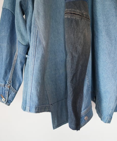 "親愛なる雨" Dear rain over denim coat, rebuild by vintages