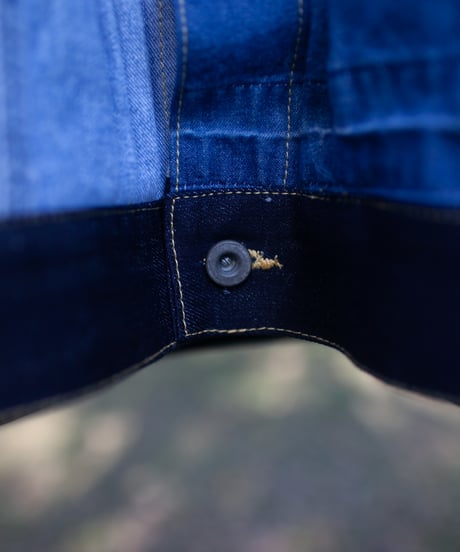 《nisai × soma komatsuno》"おわらない青、時々黄" Patchwork oversized jacket, Rebuild by vintage denims