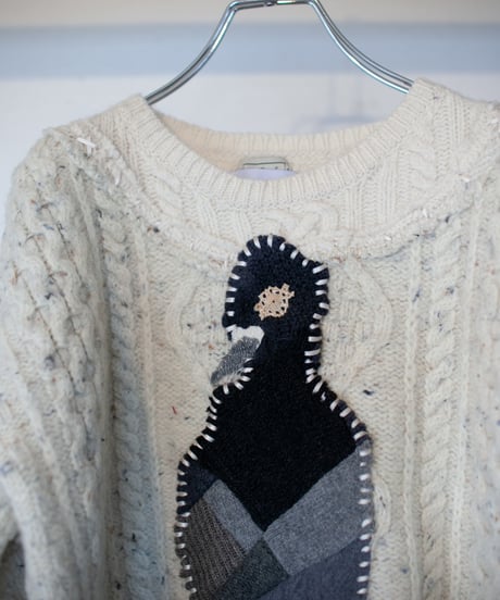 "つよい鳩" patchwork pigeon(strong) knit, Rebuild by vintages