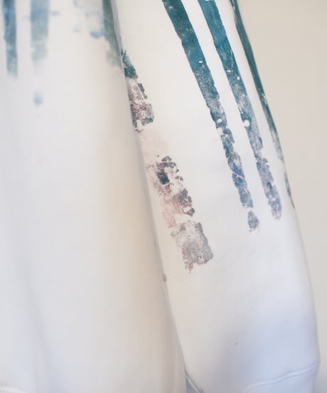 "永遠の海" Analog silk screen overlay blurring hand-printed Trainer