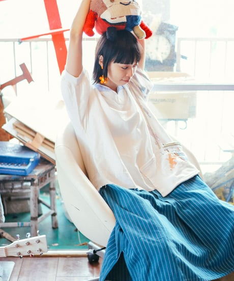 "夏、色隠し、セーラーワンピース" Summer love Sailor collar Dress, Rebuild by vintages