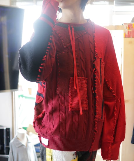 "レッドエンド・ガールフレンド" Red end girl friend, reconstructed from red knit vintages