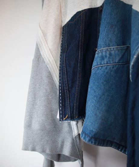 "ひねくれものの手縫いのデニム×トレーナー" Hand-sewn twisted [Denim x Trainer], Rebuild by vintages