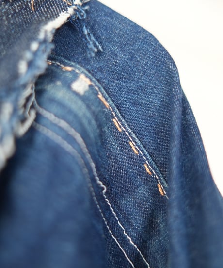 "むきだしの青" Blue grunge jacket, Rebuild by vintages