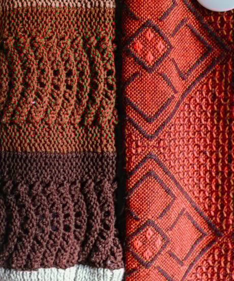 "灰髪少女とフランス" Vintage knit Rebuild Muffler by French antique and platinum