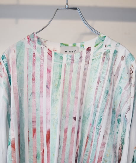 "色彩手刷りのロンT 2024年版 第四色" T-shirt with hand-printed colors