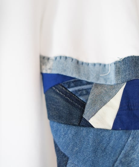"つぎはぎのデニムスリーブトレーナー 第四色" Patchwork denim sleeve trainer, Rebuild by vintages