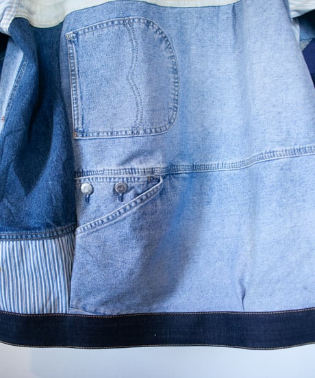 《nisai × soma komatsuno》"おわらない青 遊青編" Patchwork oversized jacket, Rebuild by vintage denims
