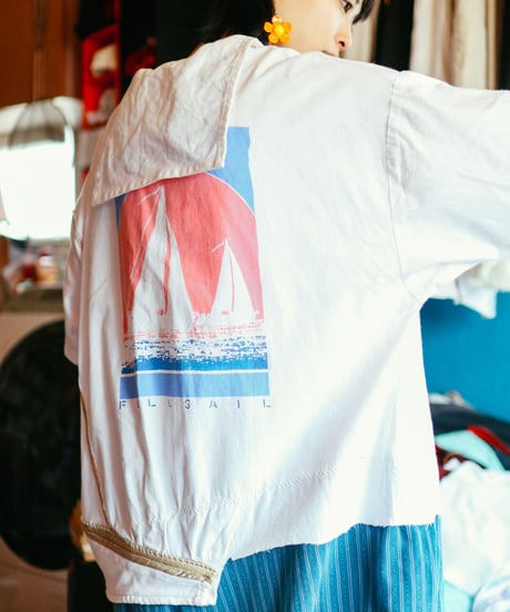 "夏、色隠し、セーラーワンピース" Summer love Sailor collar Dress, Rebuild by vintages