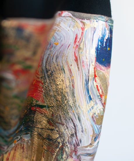《0＜nisai+α≦Y》 Painted Ball bag / wool and cotton black