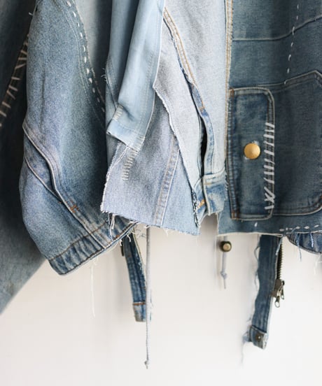 "すれちがって巡り合う青" FAREWELL AND REUNION Denim jacket, reconstructed from denim vintages