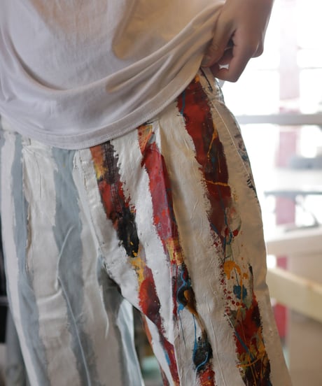 "ホワイト・ストライプス" The White Stripes painted pants, Based on Bleach vintage denim