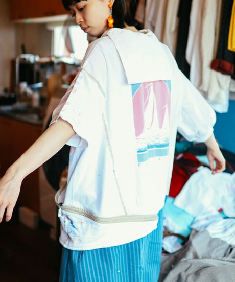 "夏、色隠し、セーラーワンピース" Summer love Sailor collar Dress, Rebuild by vintages