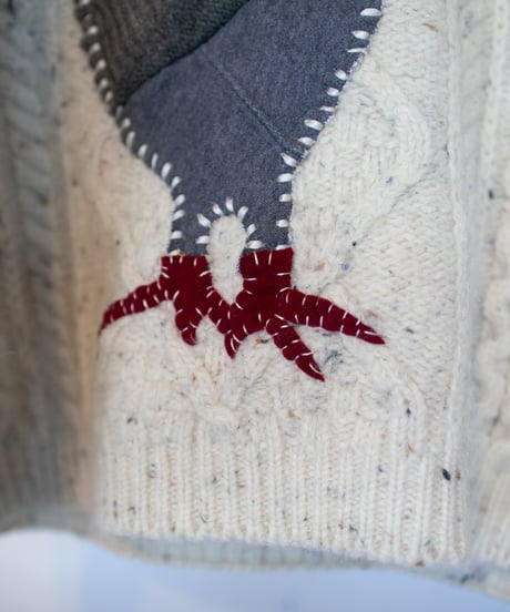 "つよい鳩" patchwork pigeon(strong) knit, Rebuild by vintages