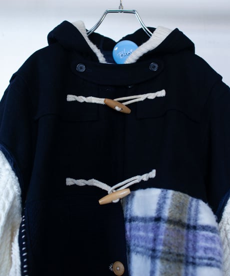 "夜空を薄めた紫のニットショートダッフルコート"the night sky purple duffel coat, Rebuild by vintages