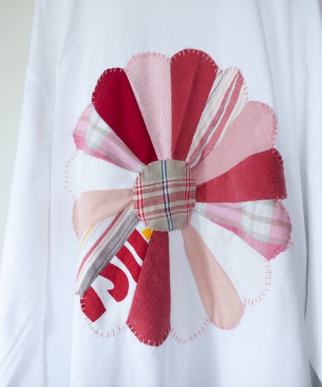 "私だけの花のロンT 第三十色" My own flower L/S T-shirt by the World, patchworked by vintages