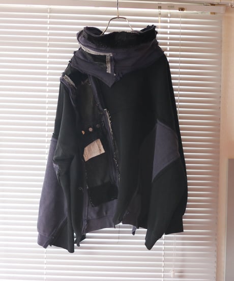 "BADBADNOTGOOD" Grunge Black Hoodie rebuild by vintages
