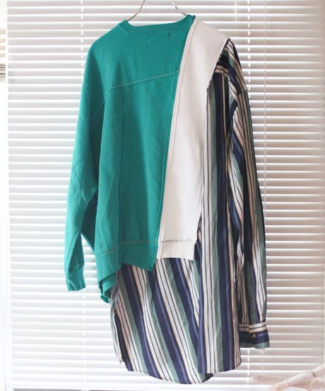"緑雨" Green rain Misaligned pullover, rebuild by vintages