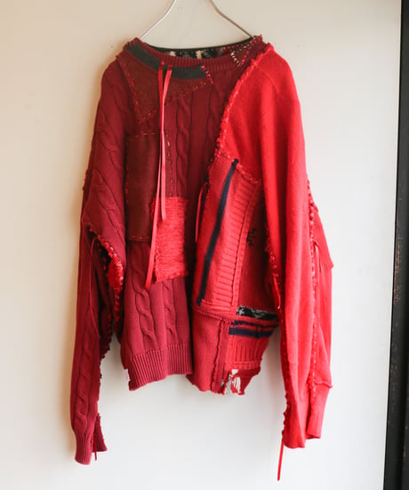"レッドエンド・ガールフレンド" Red end girl friend, reconstructed from red knit vintages