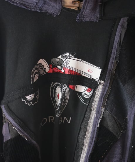 "BADBADNOTGOOD" Grunge Black Hoodie rebuild by vintages
