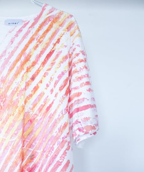 "色彩記録の手刷りのTシャツ 第十色" T-shirt by Analog silk screen overlay blurring hand-print