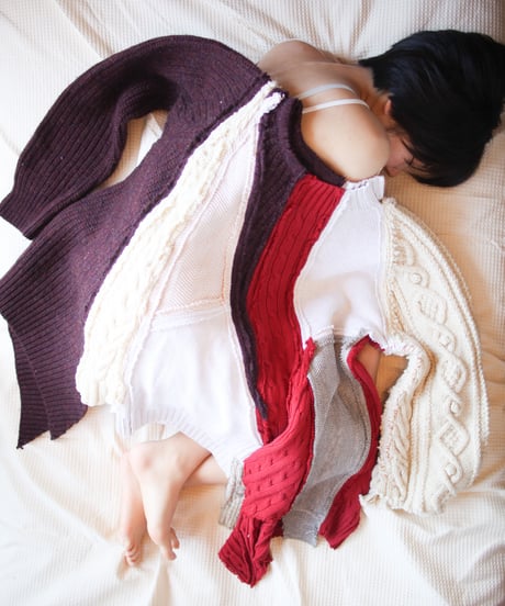"くずれたルージュ"  Collapsed rouge Knit, Rebuild by vintages
