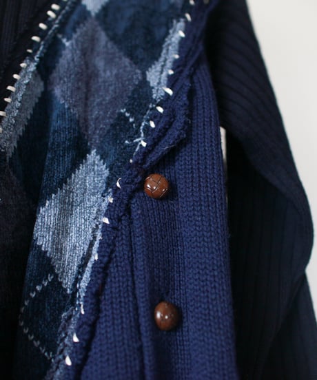 "東京豪雨2" Heavy rain in Tokyo 2 knit, Rebuild by vintages