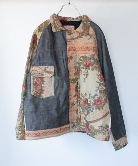 《nisai × soma komatsuno》"私だけの花" Patchwork oversized jacket, Rebuild by vintage rug and denim