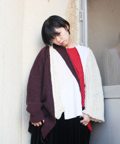 "くずれたルージュ"  Collapsed rouge Knit, Rebuild by vintages