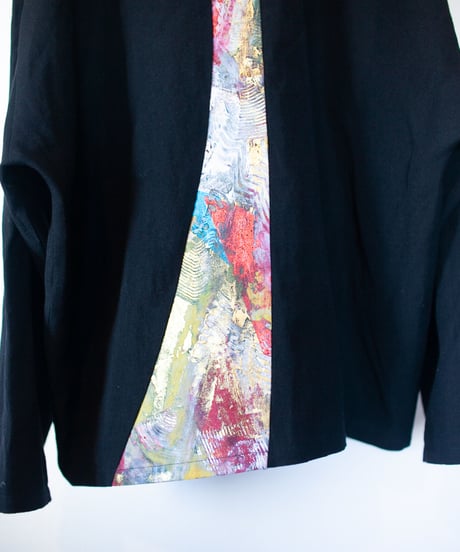 《0＜nisai+α≦Y》 riri zip painted jacket / wool and cotton black