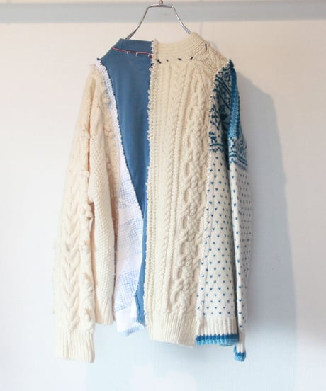 "君が笑う、遊ぶ青いカーディガン" Blue cardigan to play around, Rebuild by vintages