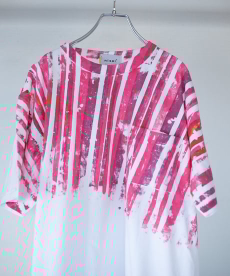 "赤い日差し" Red sunshine, Hand-printed silk-screen T-shirt