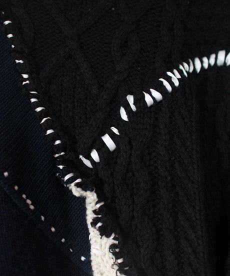 "夜の海" Seaside night knit, Rebuild by vintages