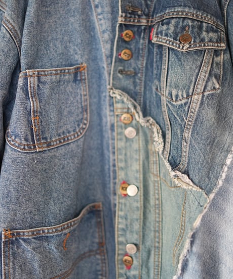 "あの日、青かっただけのデニムジャケット" Blue grunge jacket, Rebuild by vintages