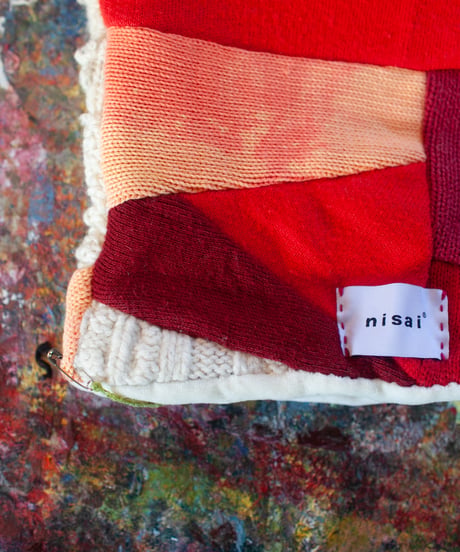 "つぎはぎの猫耳帽子 第十三色" knit cat cap, Rebuild by vintagess