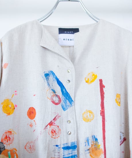 《0＜nisai+α≦Y》 metal hook paint shirt jacket / Atelier linen