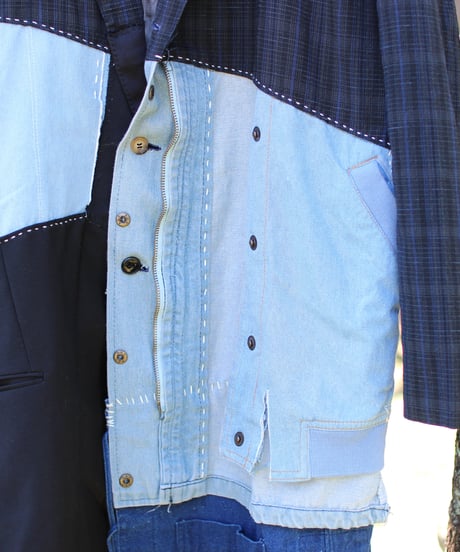 "海岸線" A long jacket with curved lines inspired by the coastline, Rebuild by vintages