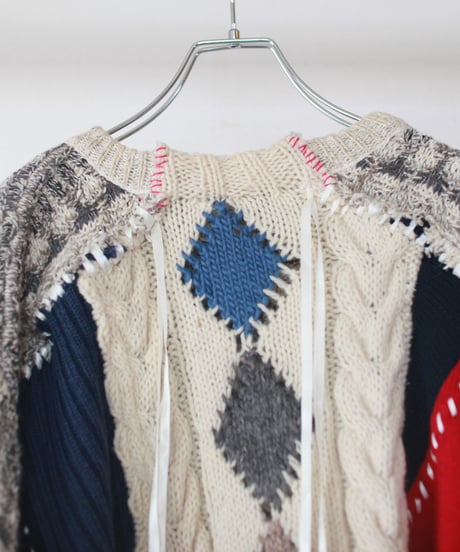 "赤と青が交わる明滅" In the light and shadow where red and blue intersect knit, Rebuild by vintages