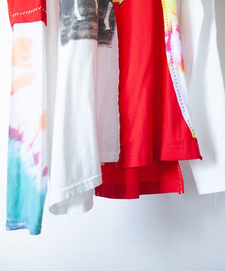"色彩花" Rainbow flowers long-sleeved T-shirt, Rebuild by vintages