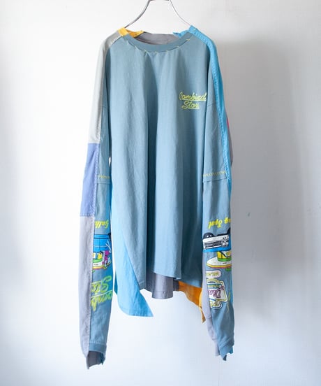 "うみべの花々" seaside flowers long-sleeved T-shirt, Rebuild by vintages