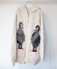 "鳩、会話中" patchwork pigeons(talking) knit, Rebuild by vintages